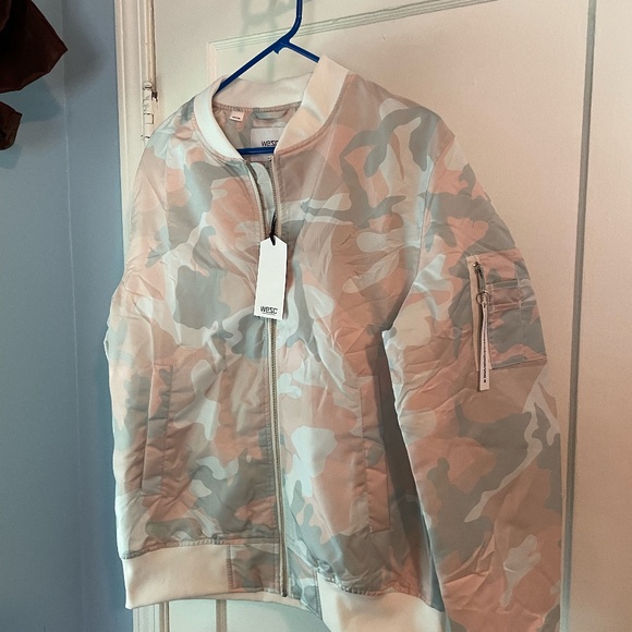 WeSC Pastel Camo Bomber Jacket Men Women New With Tags - Picture 1 of 5